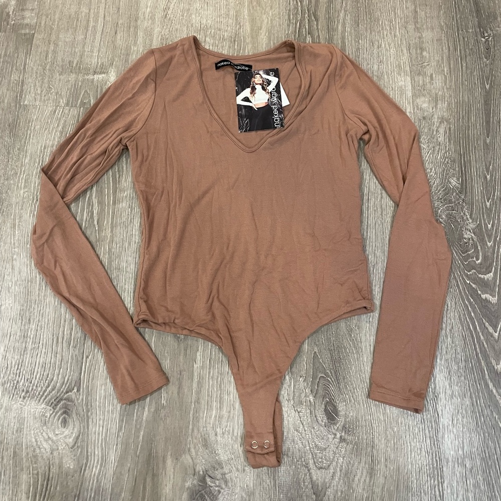 Naked Wardrobe Long Sleeve Bodysuit- Size Large NWT